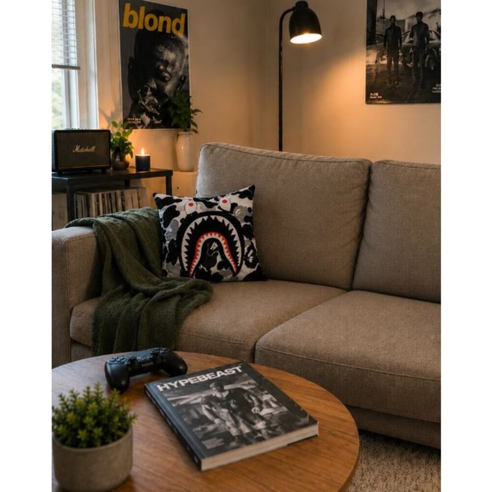 Streetwear Inspired Shark Camo Velvet Pillow Cover 17x17